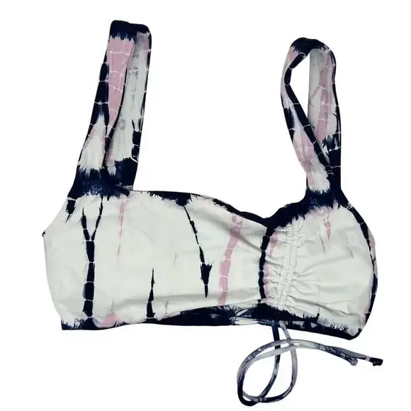 L Space Wilder Bikini Top Blue White Pink Tie Dye Asymmetrical Size Small NWT - Picture 2 of 4